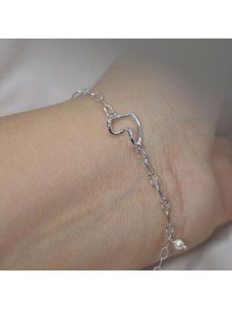 LuxeVogue - Rhodium Plated 925 Sterling Silver Delicate Heart-Shaped Chain Bracelet