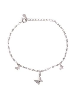 LuxeVogue - Rhodium Plated 925 Sterling Silver Butterfly Charm Bracelet