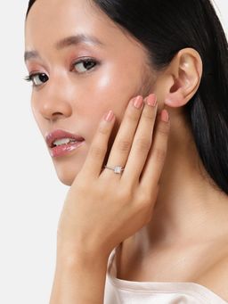 LuxeVogue - Rhodium Plated 925 Sterling Silver Adjustable Square Ring