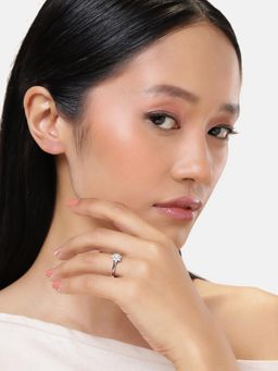 LuxeVogue - Rhodium Plated 925 Sterling Silver Adjustable Snowflake Ring