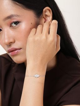 LuxeVogue - Rhodium Plated 925 Sterling Silver Hamsa Hand Bracelet Charm