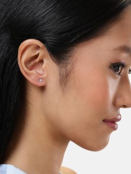 LuxeVogue - Rhodium Plated 925 Sterling Silver Tiny Sparkle Stud Earrings