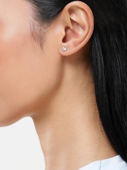 LuxeVogue - Rhodium Plated 925 Sterling Silver Crown Stud Earrings