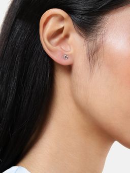 LuxeVogue - Rhodium Plated 925 Sterling Silver Pentagon Stud Earrings