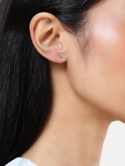 LuxeVogue - Rhodium Plated 925 Sterling Silver Cluster Stud Earrings