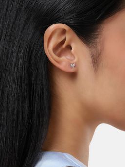 LuxeVogue - Rhodium Plated 925 Sterling Silver Mermaid Tail Stud Earrings