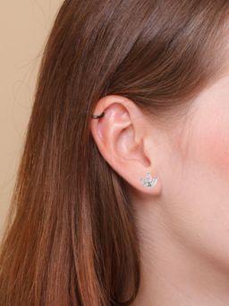 LuxeVogue - Rhodium Plated 925 Sterling Silver Triple Marquise Crystal Stud Earrings