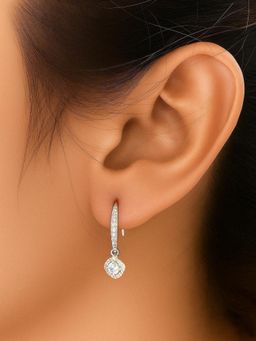 LuxeVogue - Rhodium Plated 925 Sterling Silver Drop Hook Earrings