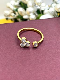 LuxeVogue - 18K Gold Plated 925 Sterling Silver Adjustable Cluster Diamond Ring