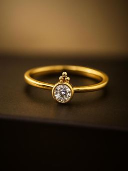 LuxeVogue - 18K Gold Plated 925 Sterling Silver Adjustable Single Stone Open Ring