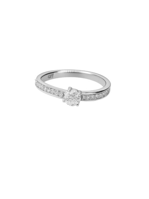 LuxeVogue Rhodium Plated 925 Sterling Silver Sparkling Soltaire Band Ring