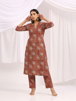 Okhai - Janam Hand Block Printed Kalamkari Kurta Pant (Set of 2)