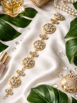 I Jewels - Gold Plated Traditional Floral Kundan Pearl Sheeshphool