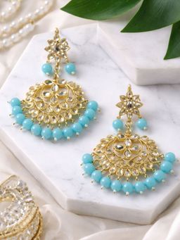 I Jewels - Gold Plated Zinc Alloy Kundan and Pearl Traditional Earrings