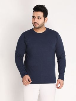 CHKOKKO - Mens Casual Round Neck T-shirts In Navy Blue