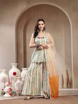 Stylum - Multi-Color Printed Kurti with Sharara & Dupatta