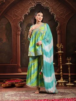 Stylum - Green Printed Kurti with Sharara & Dupatta