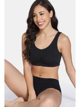 Zivame - Double Layered Full Coverage Non Wired Pull On Home Bra - Tap Shoe Black