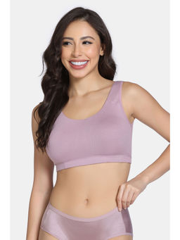 Zivame - Double Layered Non Wired Full Coverage Bralette Bra - Purple Shadows
