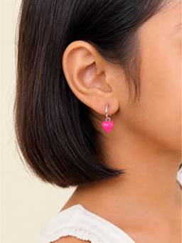RUHA JEWELS - Pink Heart Charm Hoops