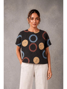Sutra Art of Clothing - Black Ring Ajrakh Top