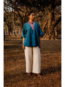 EARTHWEAR - Teal Handloom Cotton Antifit Top