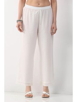 Biba - White Solid/Plain Straight Pant