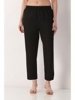 Biba - Black Solid/Plain Straight Pant