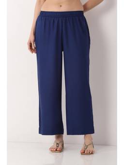 Biba - Blue Solid/Plain Straight Pant
