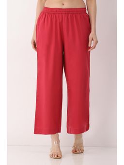 Biba - Pink Solid/Plain Straight Pant