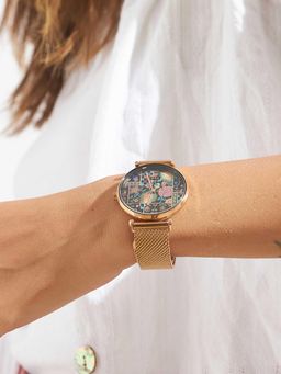 Teal by CHUMBAK - Jungle Jumble Medium Watch Metal Mesh Strap - Black