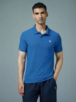 Technosport - MATPIQ Men Blue Solid Slim Fit Polo Sports T-Shirt