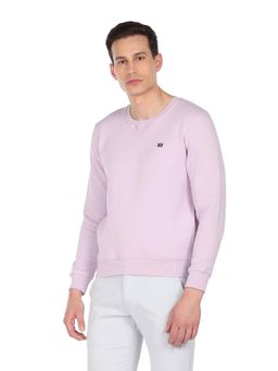 Arrow - Sports Men Lavender Solid Crew Neck Sweatshirt