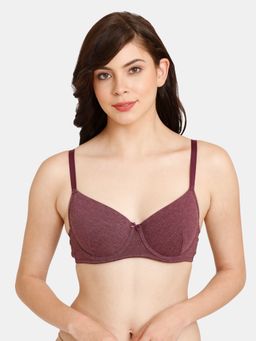 Zivame - Rosaline Padded Non-wired 3/4th Coverage T-shirt Bra - Winter Bloom Purple