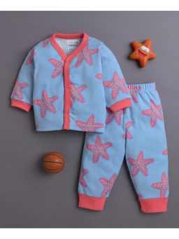 Bumzee - Blue Baby Girls Full Sleeves Jabla and Pyjama Set 0-3 Months