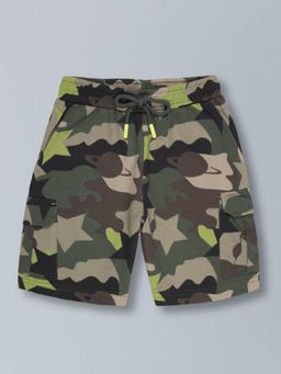 PLUM TREE - Boy's Pure Cotton Knit Camouflage Printed Cargo Shorts
