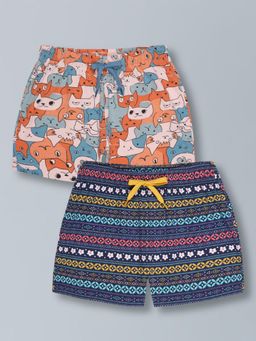 PLUM TREE - Girls Pure Cotton All-Over Printed Shorts (Pack of 2)