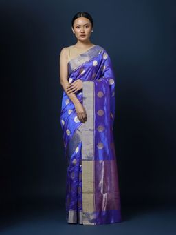 CHOWDHRAIN - Pure Silk Chanderi Handwoven Saree with Unstitched Blouse