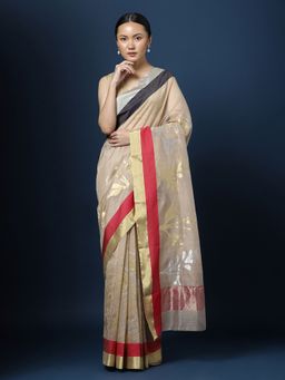 CHOWDHRAIN - Handloom Chanderi Zari Saree with Unstitched Blouse