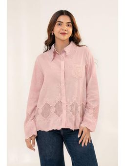 All Eyes On You - Aeoy Pink Cotton Lace Shirt