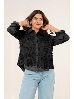 All Eyes On You - Aeoy Black Lace Cotton Shirt