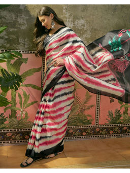 SATRANI - Women Printed Off White Saree With Unstitched Blouse