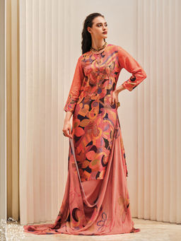 Saundh - Ada Unstitched Dress Material Peach (Set of 3)