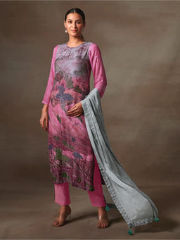 Saundh - Zen Unstitched Dress Material Pink (Set of 3)