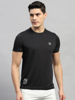 Rock.it - Men's Black Solid Round Neck Half Sleeves T-Shirt