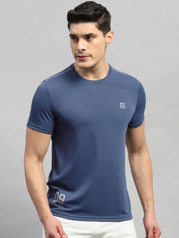 Rock.it - Men's Blue Solid Round Neck Half Sleeves T-Shirt