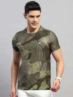 Rock.it - Men's Green Printed Round Neck Half Sleeves T-Shirt