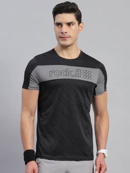 Rock.it - Men's Black Printed Round Neck Half Sleeves Regular Fit T-Shirt