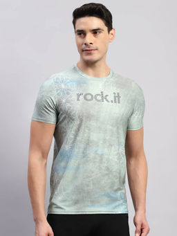 Rock.it - Men's Printed Green Round Neck Half Sleeves Regular Fit T-Shirt