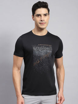 Rock.it - Men's Black Printed Round Neck Half Sleeves Regular Fit T-Shirt